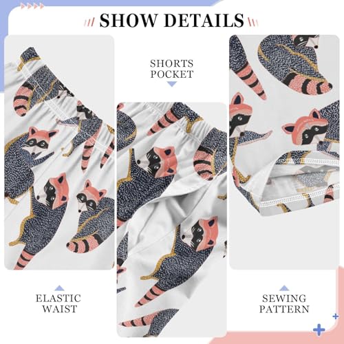 ZZXXB Raccoon Pattern Boys Long Pants Soft Trousers Elastic Waist Kids Lounge Bottoms with Pockets S-XL4