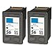HouseOfToners Remanufactured Ink Cartridge Replacement for HP 56 C6656AN (2 Black, 2-Pack)