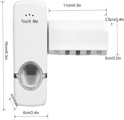 Miniatura 4 de Soporte para cepillo de dientes montado en la pared, exprimidores de pasta de dientes, dispensador de pasta de dientes con 5 ranuras organizador de