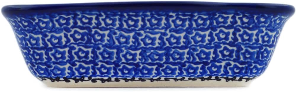 Polmedia Polish Pottery Rectangular Baker - Front Porch Blooms Pattern Handmade in Boleslawiec Poland by Ceramika Bona + Certificate of Authenticity