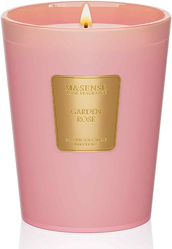 M&SENSE - Vela aromática de cera de soja natural, 14.1 onzas, 60 horas, larga duración, combustión lenta, para decoración del hogar, vela de