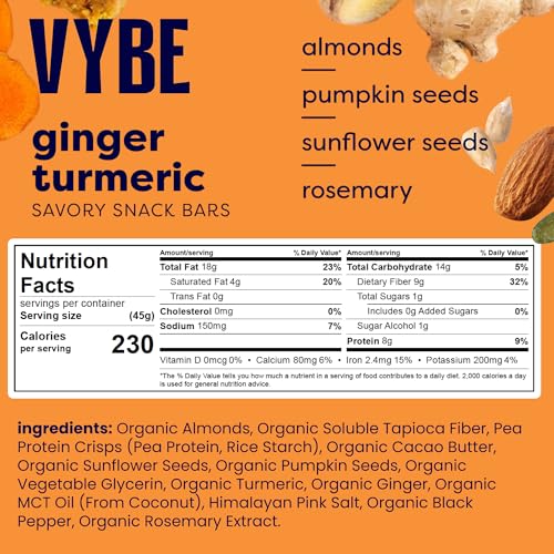 Vybe Snacks Barra de Nutrición Sabores Túrmerico Jengibre miniatura 2