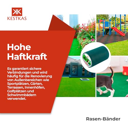 KESTKAS Kunstrasen Klebeband 15cm x 10m (Pack 2) Selbstklebendes Fugenband für Kunstrasen -Teppich Band zum Verbinden von - Kunstrasen Outdoor - Kunstrasen Klebeband außen
