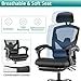 DUMOS Home Office Desk Chair with Footrest, High-Back Mesh Rolling Swivel Reclining Chairs with Wheels, Comfortable Headrest, Lumbar Support, Comfy Arms for Home, Office, Gaming, Student, Inky