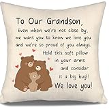 Aosumin Even When We'are Not Close by We Want You to Know We Love You and We're So Proud of You Always- to Our Grandson Throw Pillow Cover Grandson Gift from Grandparents Birthday Thanksgiving