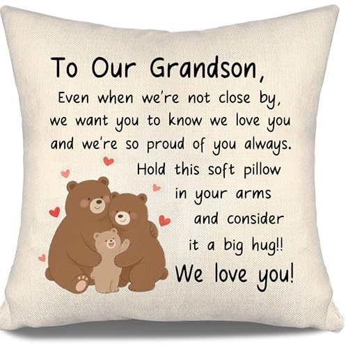 Aosumin Even When We'are Not Close by We Want You to Know We Love You and We're So Proud of You Always- to Our Grandson Throw Pillow Cover Grandson Gift from Grandparents Birthday Thanksgiving