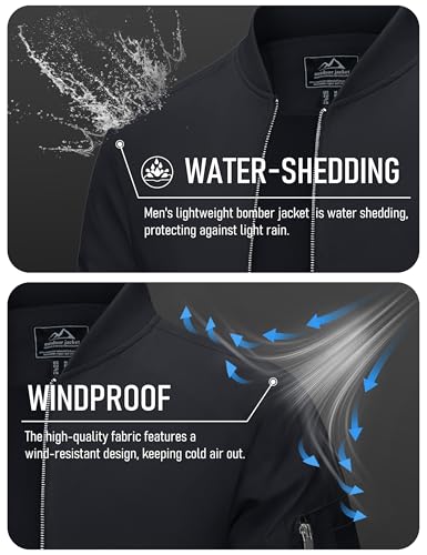 Image of MAGCOMSEN Men's Jacket Lightweight Windbreaker Bomber Jacket Windproof Casual Jacket Zip Up Coats Outwear with 5 Pockets