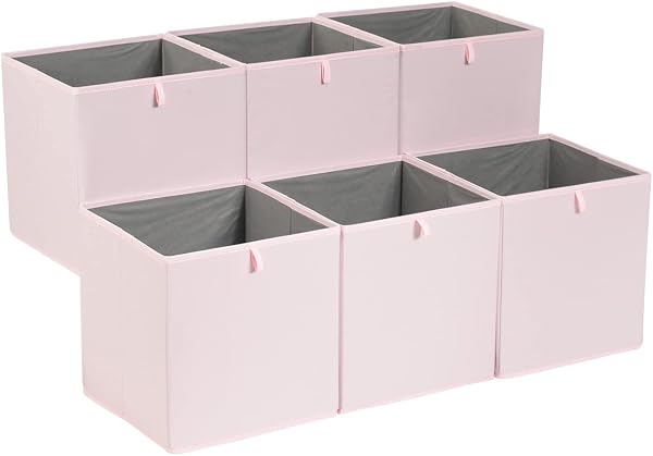 Amazon Basics Zusammenklappbare Aufbewahrungswürfel aus Stoff, 33 x 38 x 33 cm, Pink, 6er-Pack - 1