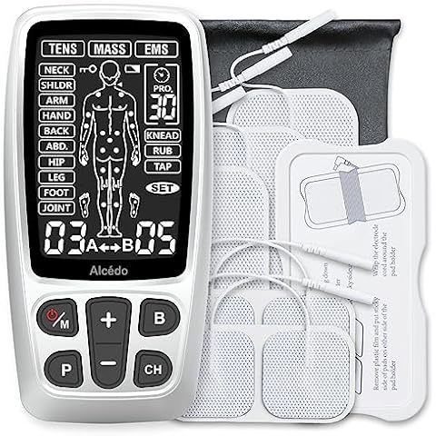 Alcedo TENS Unit + EMS Combination Machine Muscle Stimulator for Pain Relief, Electric Rechargeable Pulse Massager with 41 Modes for Back/Neck Pain Therapy, HSA FSA Eligible Cover