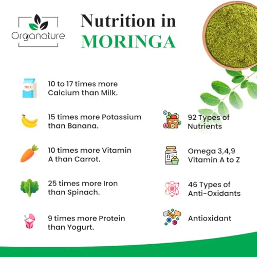 Image of Organature organic moringa leaf powder 850 grams| Nutrition Rich super food for healthy skin & Hair |Immunity & Energy Booster