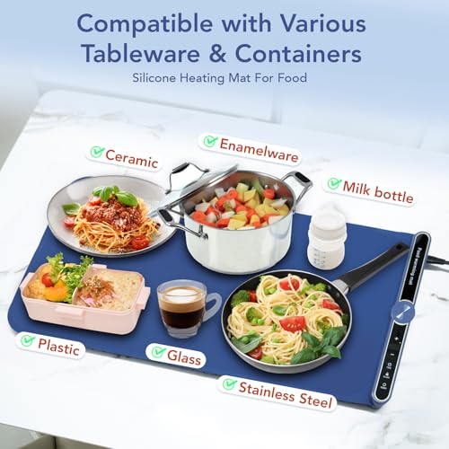 Food Warming Mat, Electric Warming Tray, 9 Heat Settings, Full Surface Heating, Rollable & Portable, Premium Silicone Nano-Material, Easy to Clean, Ideal for Parties, Buffets, and Daily Use (Green)