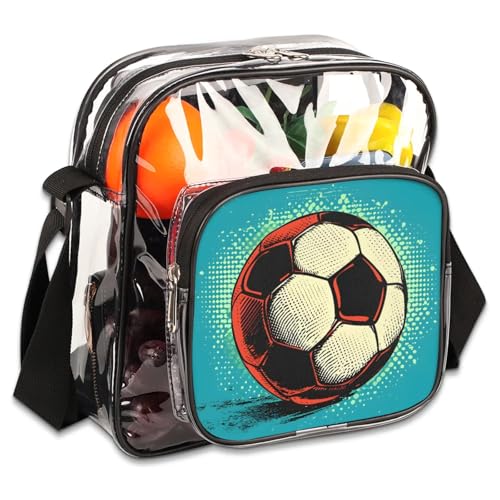 Clear Crossbody Bag Stadium Approved Sports Football Transparent Bag for Festivals, Sports Events, Concerts,Beach Bag for Women Men Clear Purse with Front Pocket Messenger Bag with Adjustable Strap