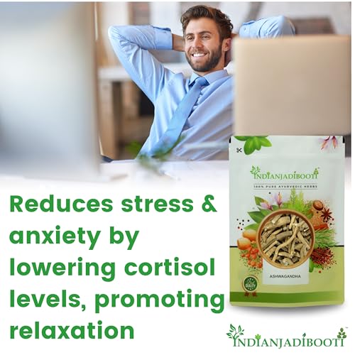 Image of IndianJadiBooti Pure Ashwagandha Root | Raw Withania Somnifera for Adaptogenic Balance, Core Vitality, Stress Relief & Restful Sleep| 100g