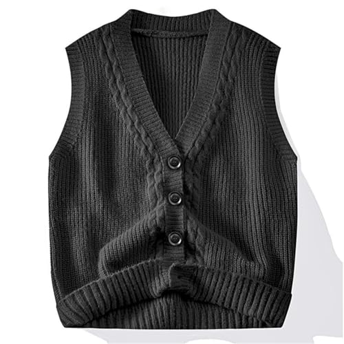 Men Thickened Casual Sweater Vest Fall Winter Warm Sleeveless Cardigan Tank Top Knit3
