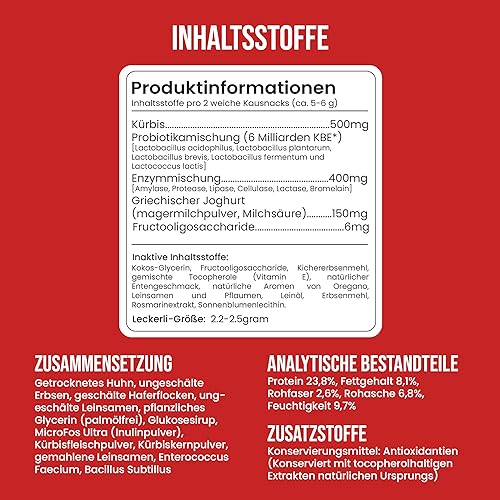Probiotika für Hunde als Leckerli -120 Snacks- Verbesserte Verdauung & Immunsystem -Darmflora aufbauen,Verdauungsgesundheit,Empfindliche Bäuche, Wachsartige und Juckende Ohren,wurmkur