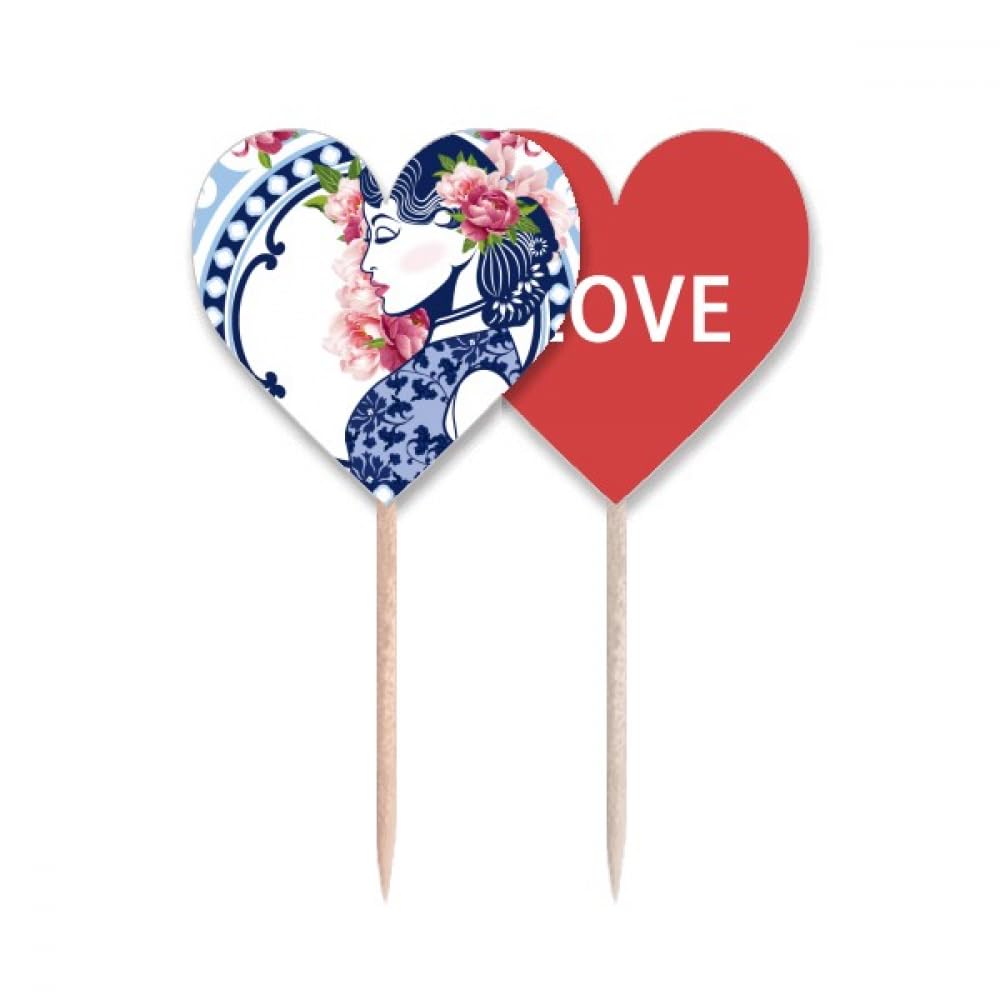 Cure-dents fleur culture chinoise Love Heart pique apéritif bois décoration