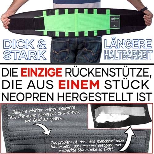 MEDiBrace Rückenstützgürtel Rückenbandage, Lendenwirbelstütze für unteren Rücken mit Verstellbarer Rückengurt und Stützstreben zur Rückenschmerzen Linderung