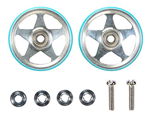 Roulettes 19mm Tamiya Mini4WD 95397 en alu 5 rayons bleu clair