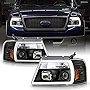 ACANII - For 2004-2008 Ford F150 Pickup Truck Black Housing LED Light Tube Projector Headlights Headlamps Set Left+Right