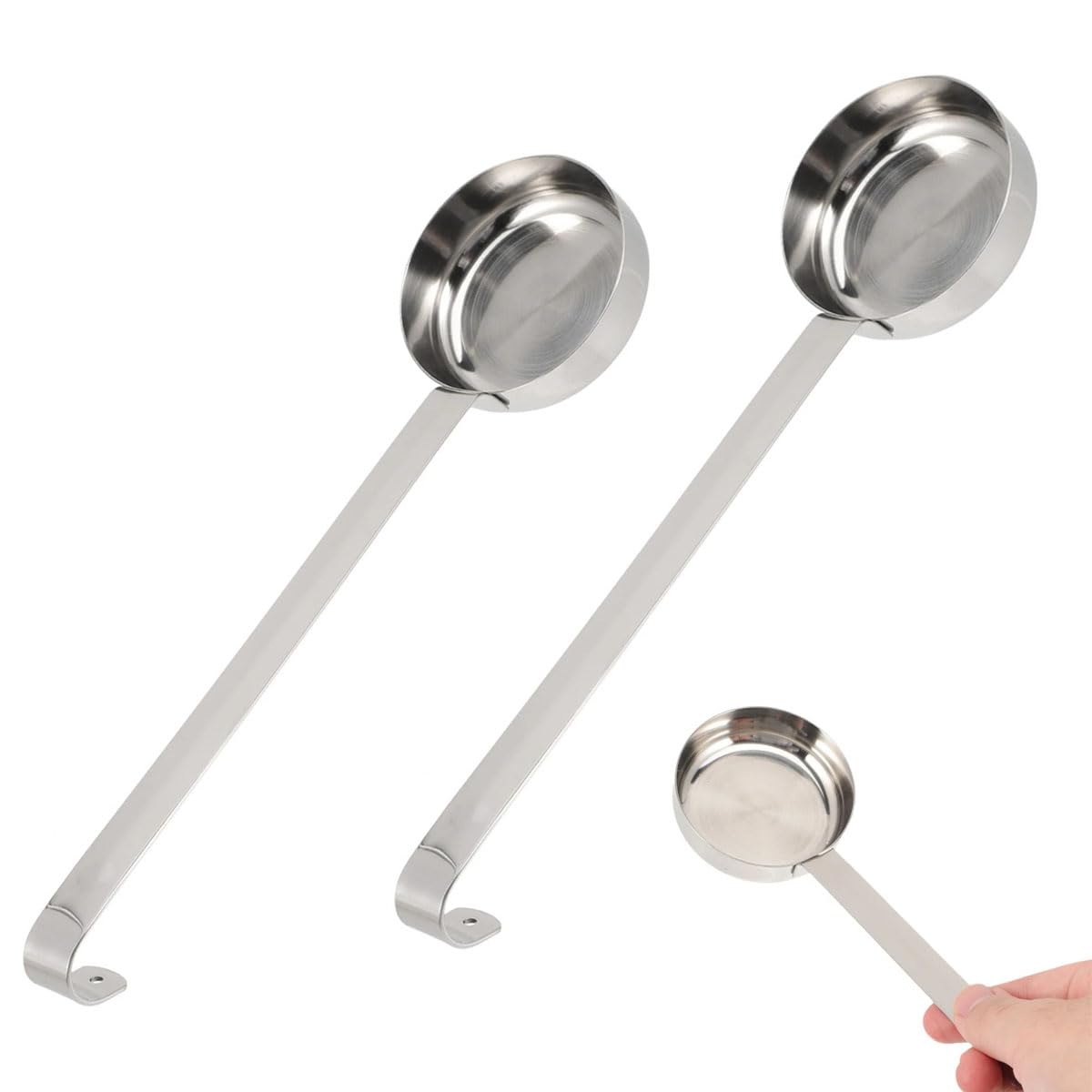 2-Pack Stainless Steel Sauce Spoons - Multipurpose Ladles for Pizza, Soup, Salad Dressing - Rust-Resistant, and Durable - Perfect for Home and Commercial Kitchens