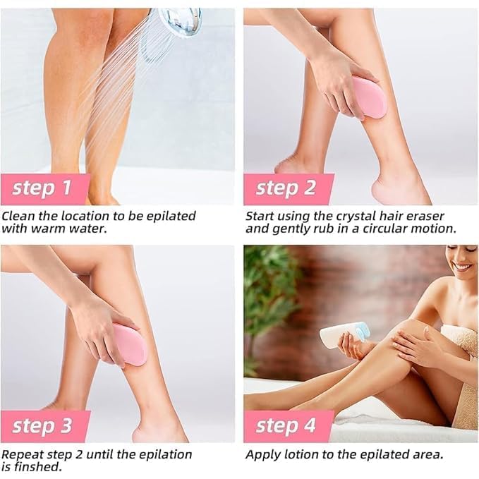 ERITIN Crystal Hair Eraser for Women and Men Reusable Crystal Hair Remover Portable Magic Painless Exfoliation Hair Removal Tool Washable Magic Hair Eraser (Set of 2) 3