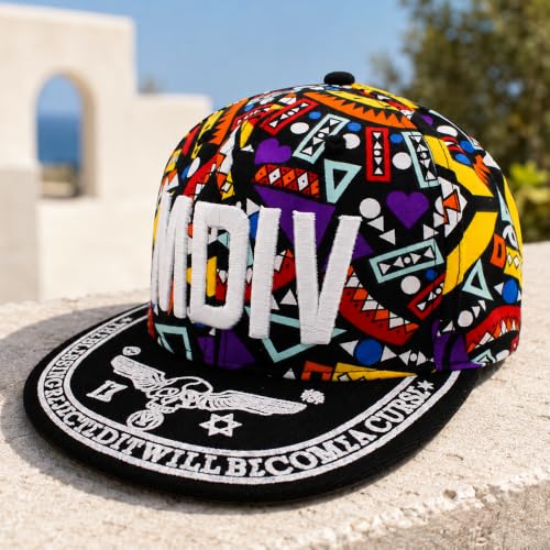 Image of VRITRAZ Comfortable Polyester 3D Printed Hip Hop Cap for Men & Women | Adjustable Snapback Closure Flat Brim Baseball Hat | Lightweight Urban Streetwear Headwear for Dance, Skateboarding, Gym, Sports