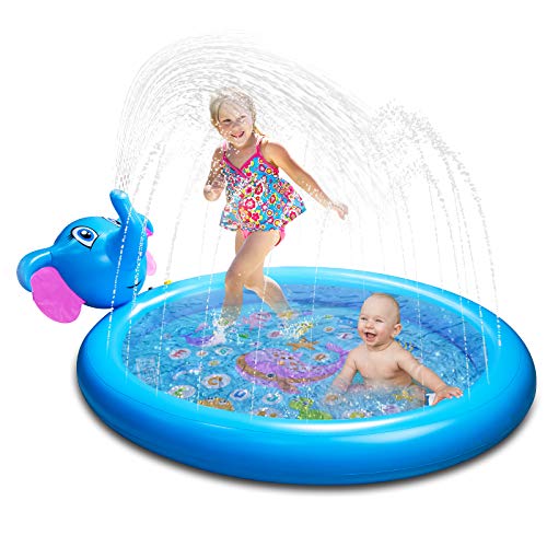 Foayex 65x50.4x6.7 Inflatable Sprinkler Toddlers Pool Water Toys for Kids, Baby Pool for Outside, 3 in 1 Splash Pad Wading Pool, from A to Z Outdoor Swimming Pool