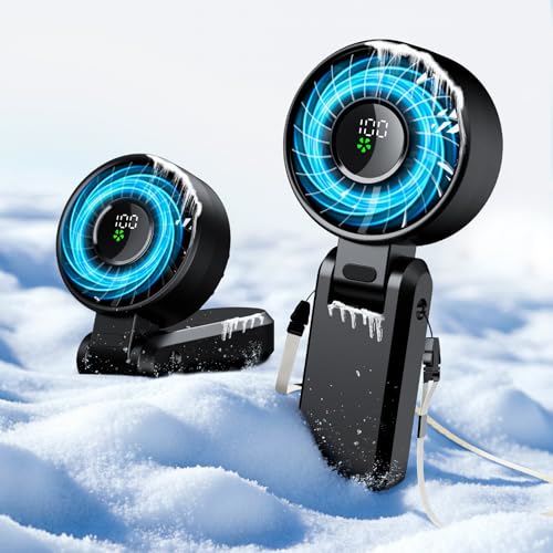 Image of 【5200mAh】Portable Handheld Fans for Travel, High-Speed Motor, Rechargeable Hand Held Fan, 5 Speed,180Foldable, Small Personal Fan,4-IN-1 Hand /Desk /Waist /Neck Fans,Summer Beach Travel Essentials