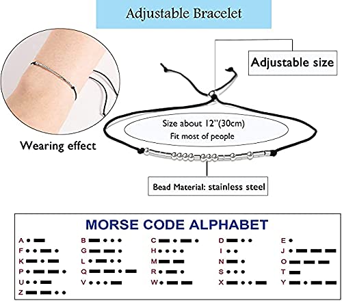 Lcherry Pinky Promise Distance Matching Friendship Couple Bracelets for Women Funny Morse Code Bracelet for Women 2 Pieces Christmas gifts2