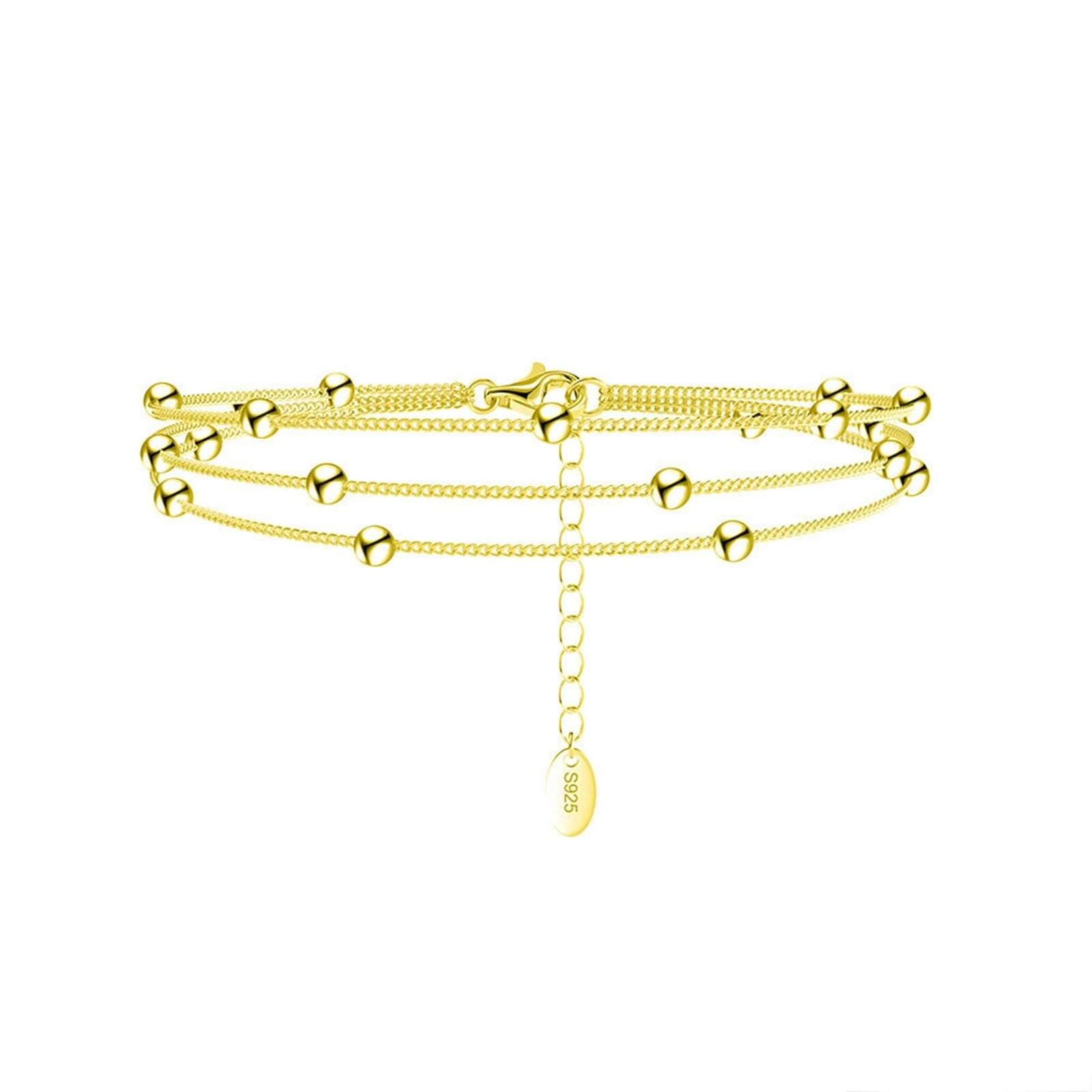 KnSam Bracelet Multirang Femme, Chaînes Ornées de Boules en Argent 925, Bijoux Accessoire Fantaisie