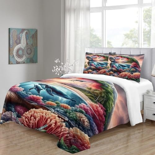 Housse de couette tortue de mer 140x200cm avec fermeture éclair - 5