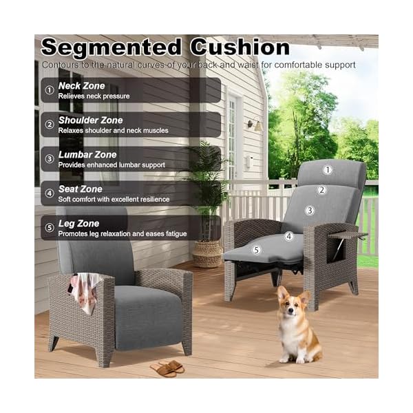 Patioco Rattan Relaxsessel mit Liegefunktion und Tisch