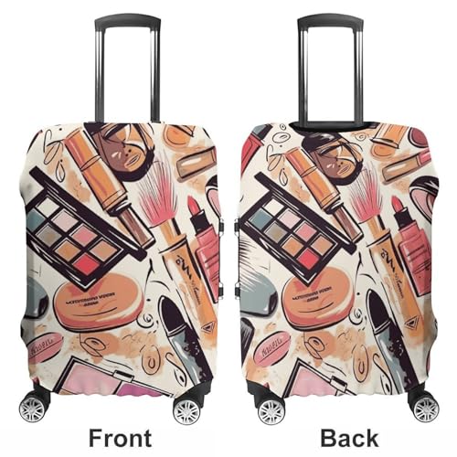 Cosmetic And Makeup Theme Pattern Luggage Cover, Washable Elastic Suitcase Cover Protector Fit 18-32 Inch Luggage3