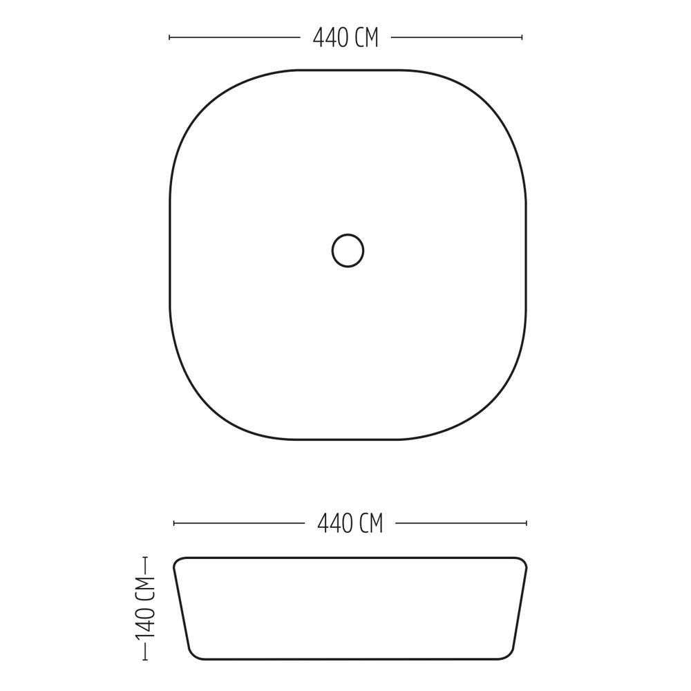 Lavabo Da Appoggio Ceramica Bianco Tondeggiante Lavandino Lavello Arredo 44x44x14 Cm