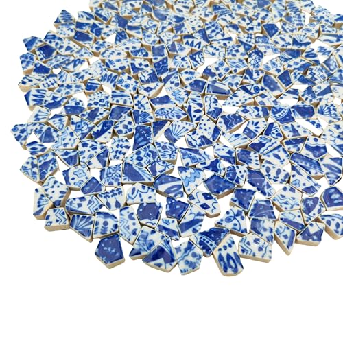 Pequeñas baldosas de mosaico de cerámica blanca y porcelana, 500 g, 1-2 cm, rotas irregulares, para bricolaje, suelos, cocina, piscina, macetas de flores, decoración para el hogar y exteriores