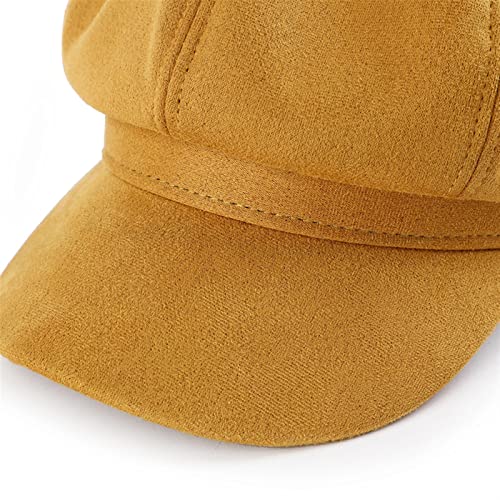 Fashion Newsboy Hats For Women Octagonal Beret Hat Suede Big Head Pure Color Retro Spring Summer Autumn Winter Hat (Color : Red, Size : One Size) #TOP5