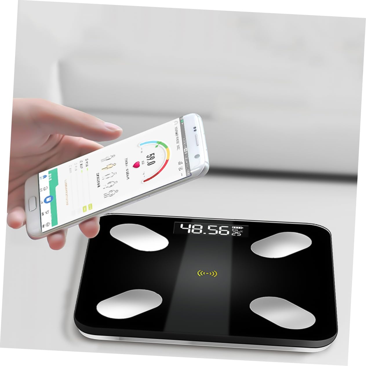 Baluue Báscula Electrónica Inteligente para Grasa Corporal y Peso Corporal Balanza Digital de Cuerpo con Tecnología Inalámbrica Báscula de Bioimpedancia para Seguimiento de Salud Casa