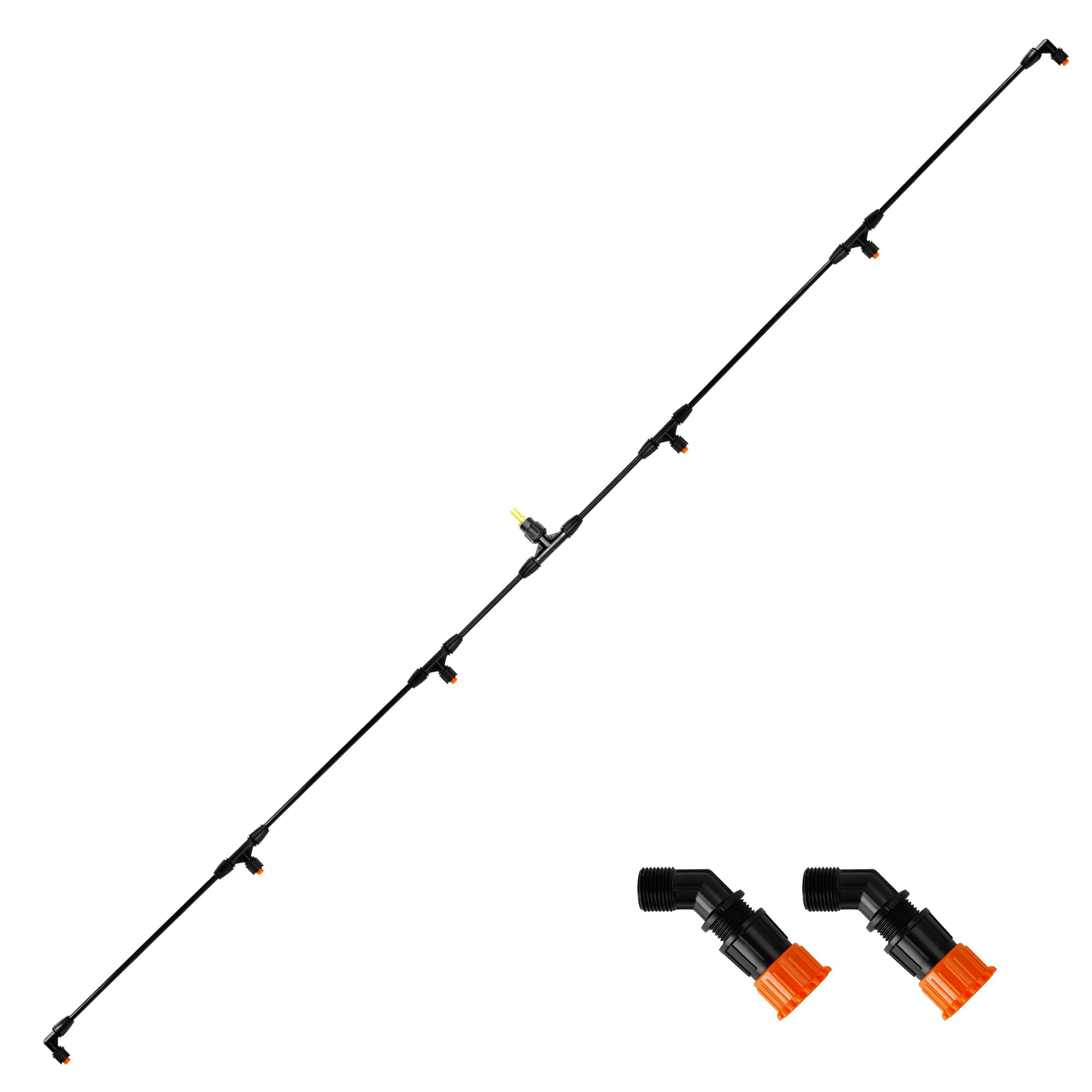 6 Nozzles Poly Boom Wand with 1/4" Brass Fitting, ATV sprayer Boom, Wide-Coverage Agricultural & Lawn Spray Attachment for Tractors/UTVs