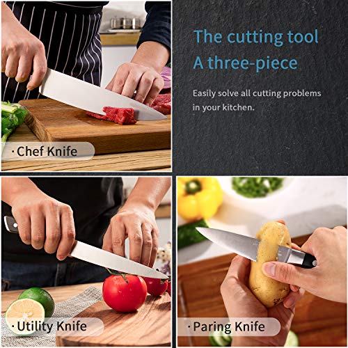 SKY LIGHT Kitchen Knives Set Chef knives Set - Chef Knife Utility Knife Paring Knife German High Carbon Stainless Steel Floged Blade Ergonomic Handle Cooks Knives