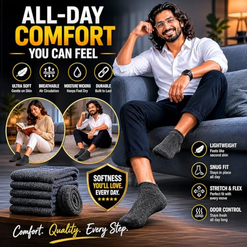 Image of MCAVOY ROME Ankle Length Cotton Socks Men & Women for Sports Unisex Multicolor Socks Ideal for Gym, Casual Wear & Running Odor Free,