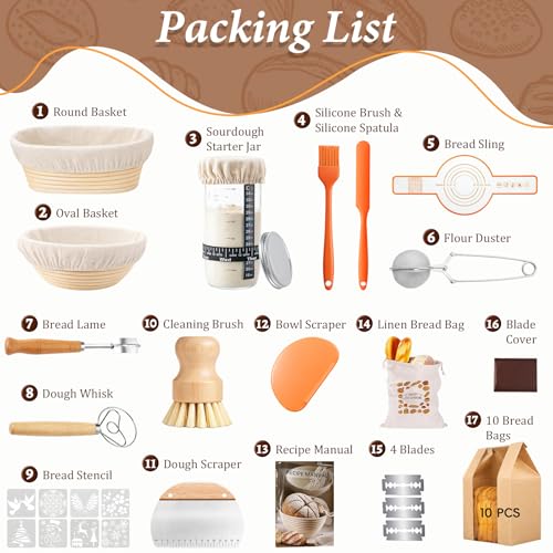Bannetones para pan para evitar masas deformes con el kit de cestas de fermentación ovaladas 3