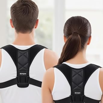 Posture Corrector for Men And Women - Adjustable back brace upper back support strap - Clavicle straightener providing Support for neck slouching and back Pain Relief Black, S