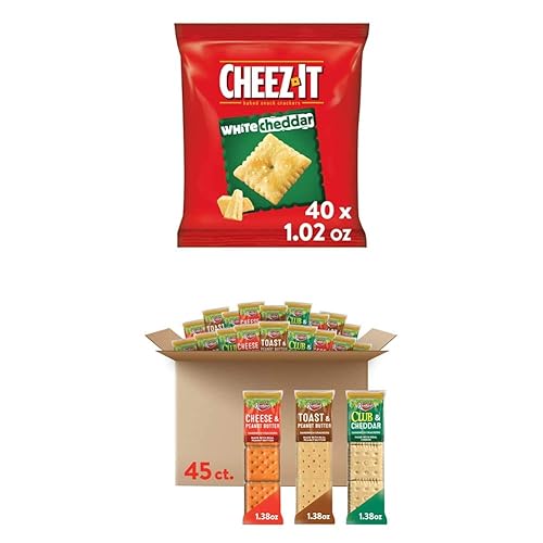 Kellogg's - Caja de aperitivos a granel, galletas de queso cheddar blanco Cheez-It (40 bolsas) y galletas Keebler sándwich paquete variado (45