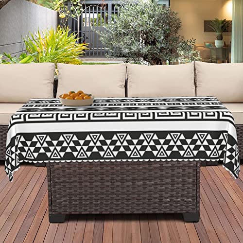 Boho Theme Tablecloth,52X70 Inch,Waterproof Stain Wrinkle Resistant Reusable Print Table Cover,For Kitchen Outdoor Picnic Party Patio Wedding Family-Rectangle Table Clothes For 4 Ft Tables,White Black #TOP3