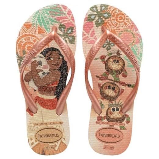 Chinelo Infantil Havaianas Slim Princesas Disney Menina (Rosa Clay, BR, Criança de 4 a 8 anos, Faixa Numérico, M, 27, 28)