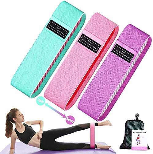 Image of 3 Resistance Loop Bands for Legs and Butt Set, Gym and Yoga Resistance Exercise Bands Workout Training Bands for Home Fitness, Crossfit, Elastic Strength Squat Band Beginner