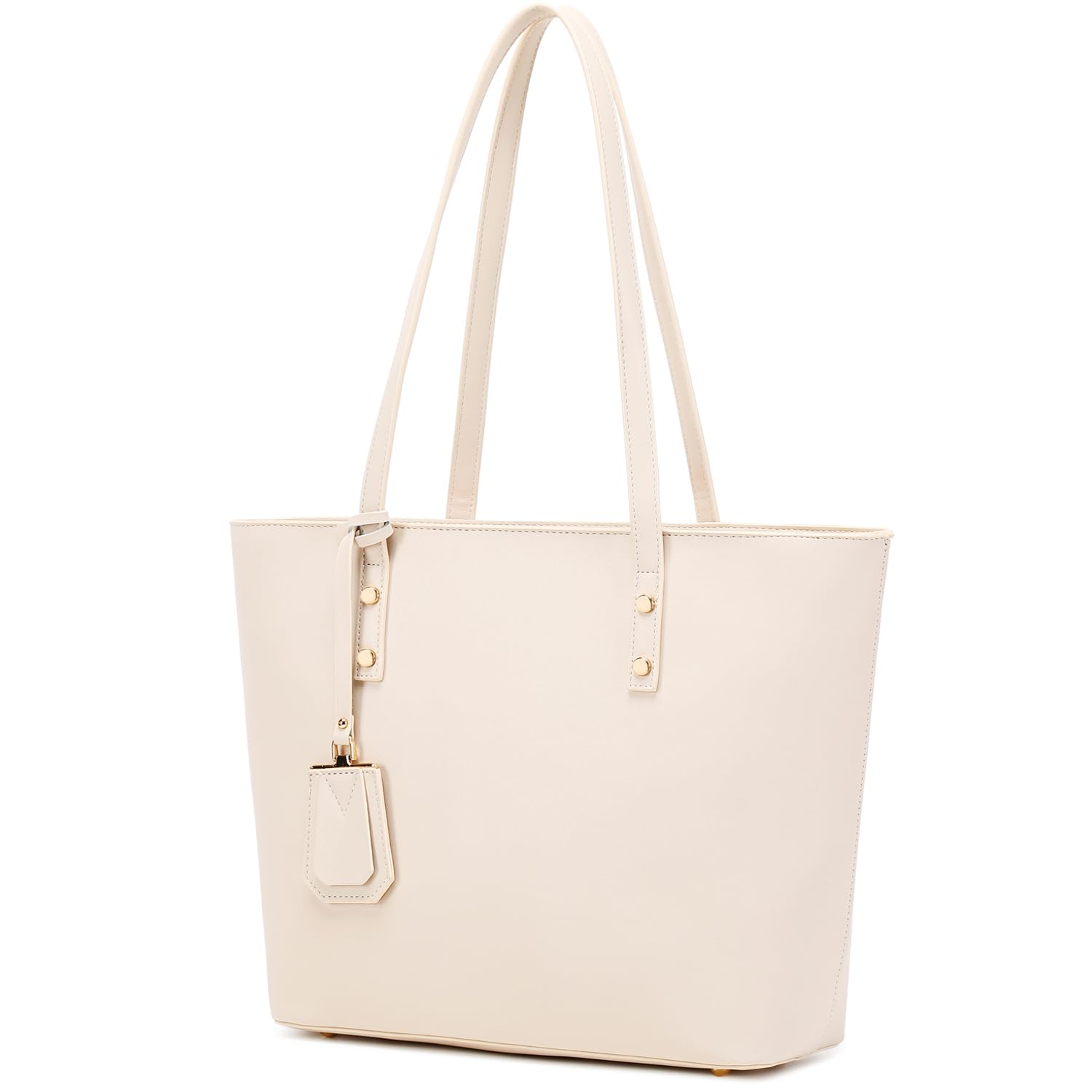 MORGLOVEWomen's Handbags Soft Faux Leather Large Tote Bags Large Capacity Ladies School Work Bags with Zip Beige