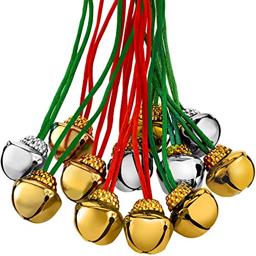 60 Pieces Christmas Bell Necklaces Christmas Holiday Necklaces for Christmas Supplies