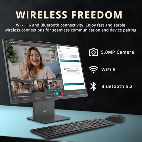 Image of Lenovo IdeaCentre AIO 3 23.8 inch FHD All-in-One Desktop, AMD Ryzen 5 7535HS, 32GB DDR5, 2.16TB Storage (2TB SSD+160GB Docking Station), AMD Radeon 660M Graphics, Wi-Fi 6, Keyboard & Mouse, Win 11, Gray