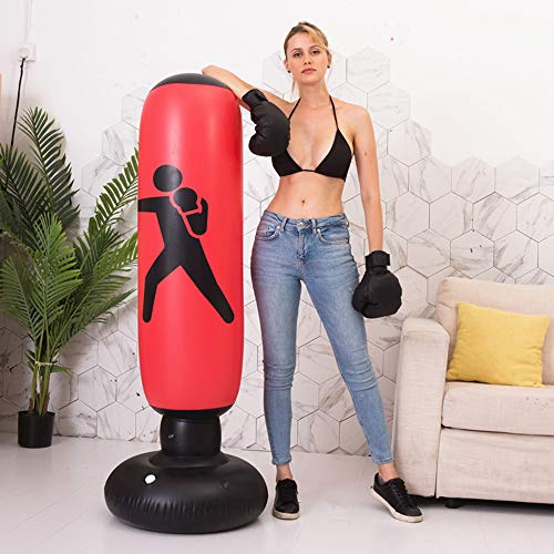 Saco de boxe de PVC para boxe, Romacci Saco de soco de boxe inflável de PVC 160cm em pé Tumbler Home
